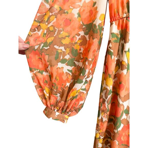 NEW Anthropologie Vineet Long Dress 70s Floral Artsy Boho Hippie XS Cottagecore - Picture 6 of 12